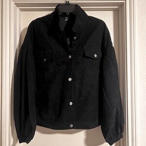 Shein Jacket Womens (Medium) Black Corduroy,Button Down, Chest Pockets